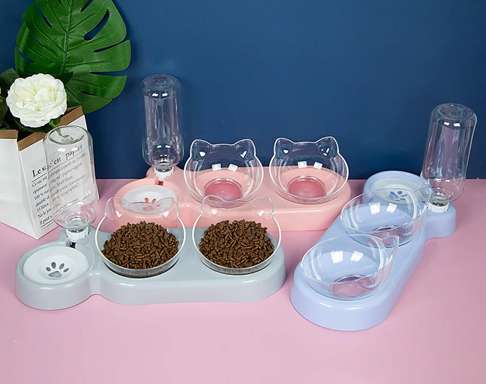 3-in-1 Food Bowl and Water Dispenser for Pets