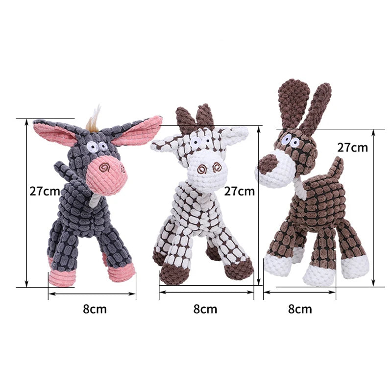 Squeaky Plush Donkey Chew Toy for Dogs