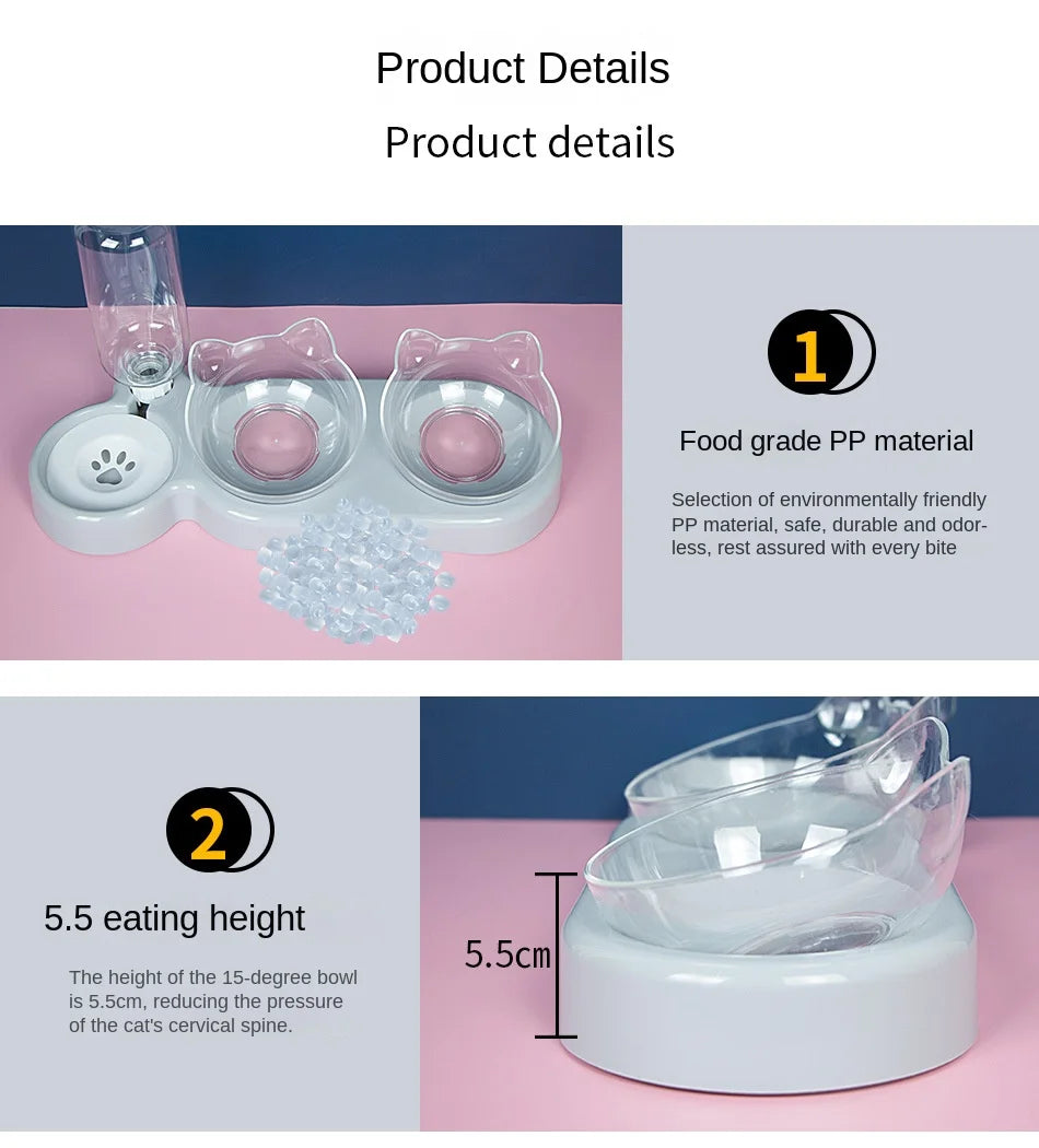 3-in-1 Food Bowl and Water Dispenser for Pets