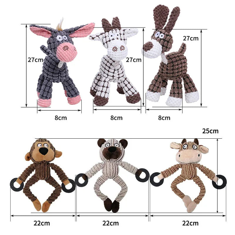 Squeaky Plush Donkey Chew Toy for Dogs