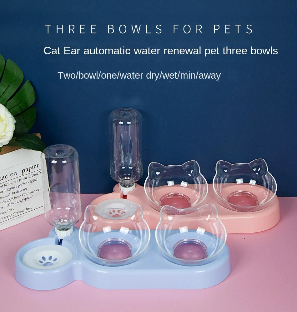 3-in-1 Food Bowl and Water Dispenser for Pets