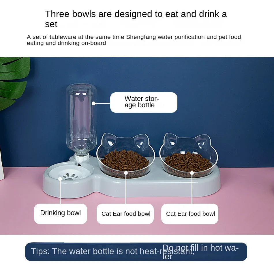 3-in-1 Food Bowl and Water Dispenser for Pets