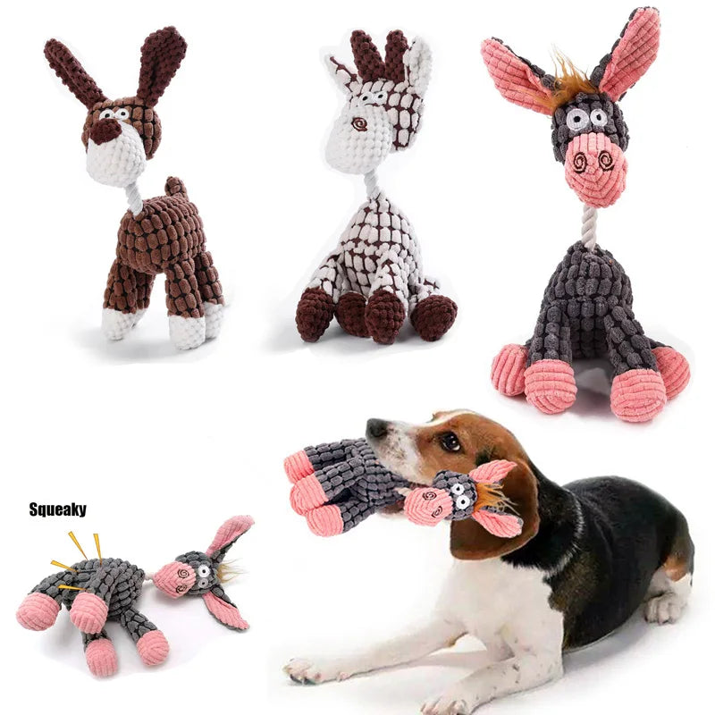 Squeaky Plush Donkey Chew Toy for Dogs